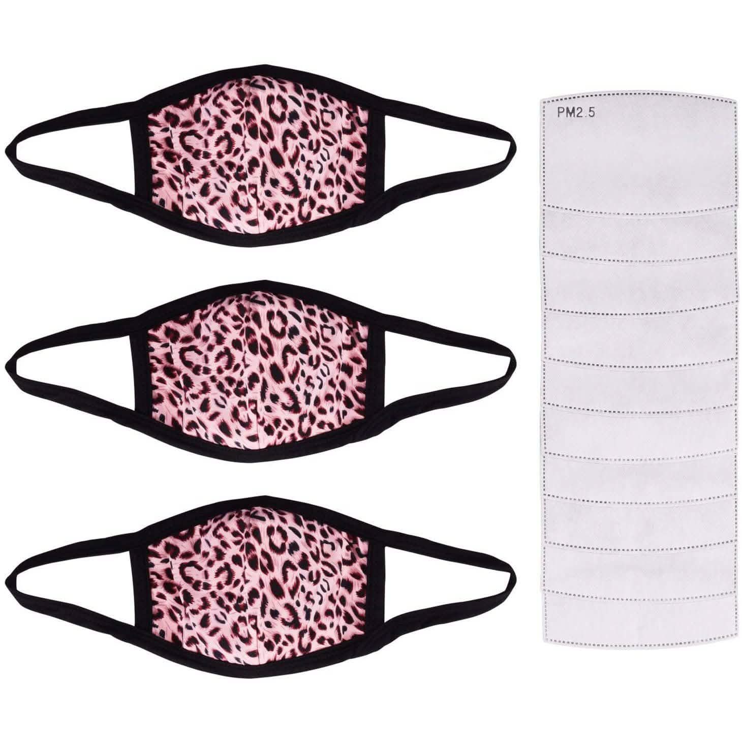 Lot de 3 : Masques en coton réutilisables pour adultes avec 10 filtres