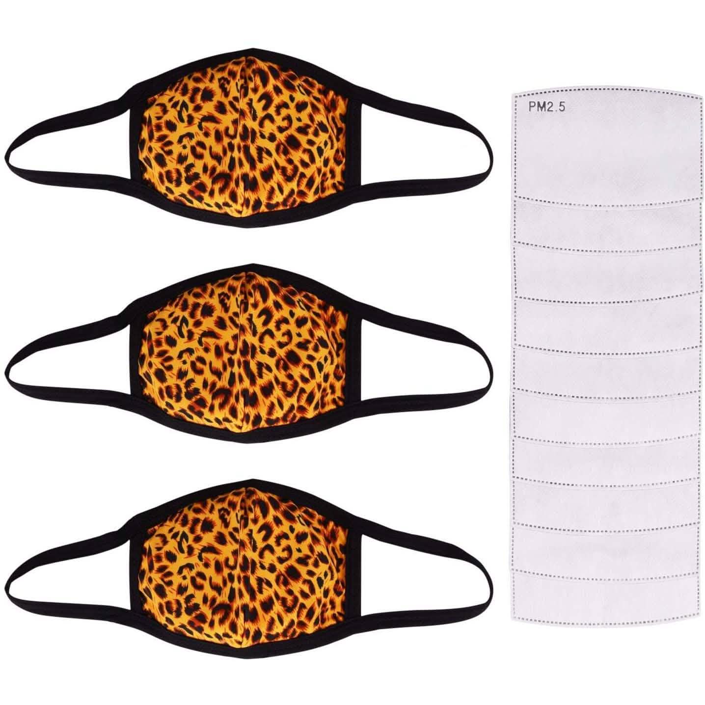 Lot de 3 : Masques en coton réutilisables pour adultes avec 10 filtres