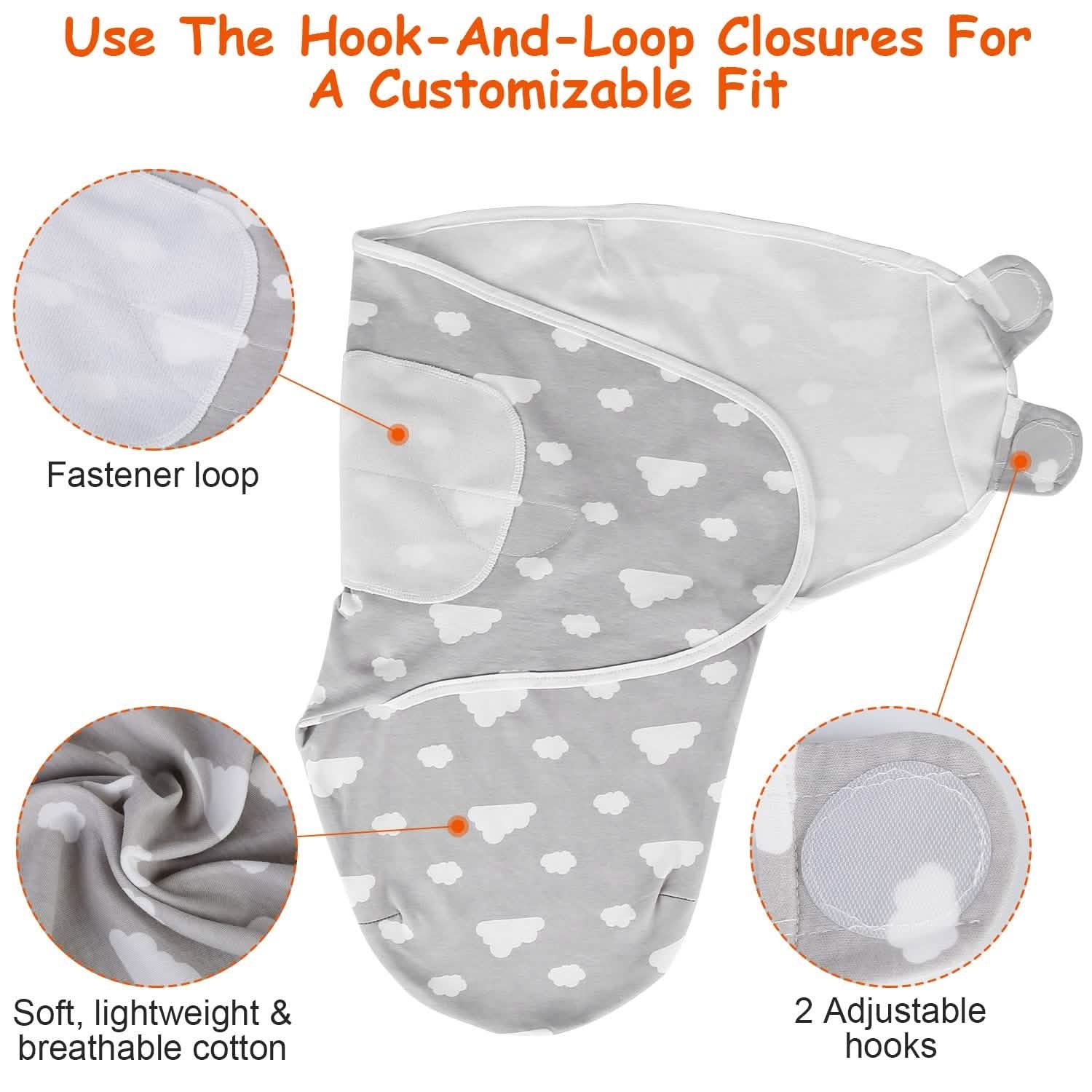 3-Pack: Baby New Born Swaddle Wrap