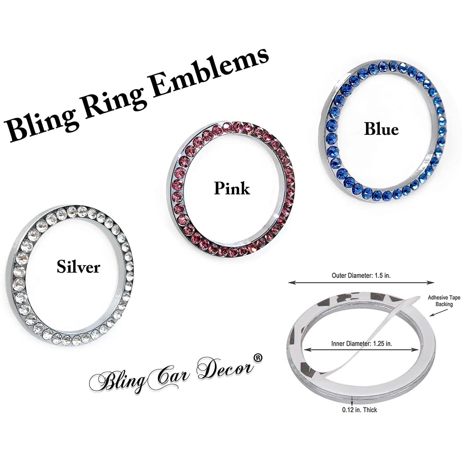 3-Pack: Bling Car Rhinestone Sticker