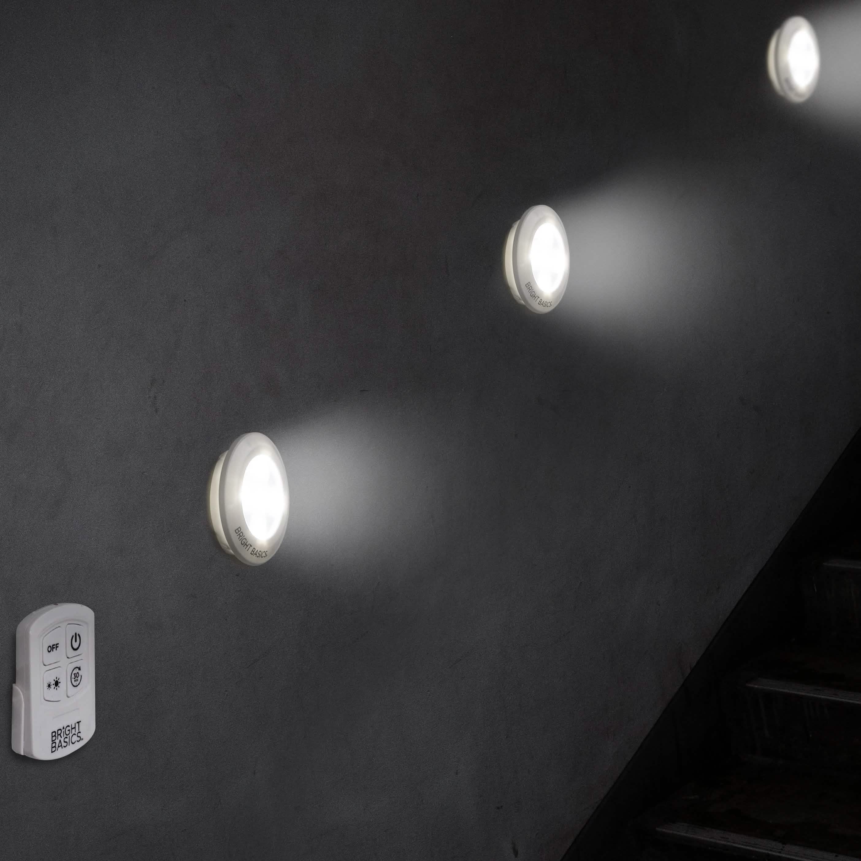 3-Pack: Bright Basics Ultra Thin Wireless LED Puck Lights with Remote Control