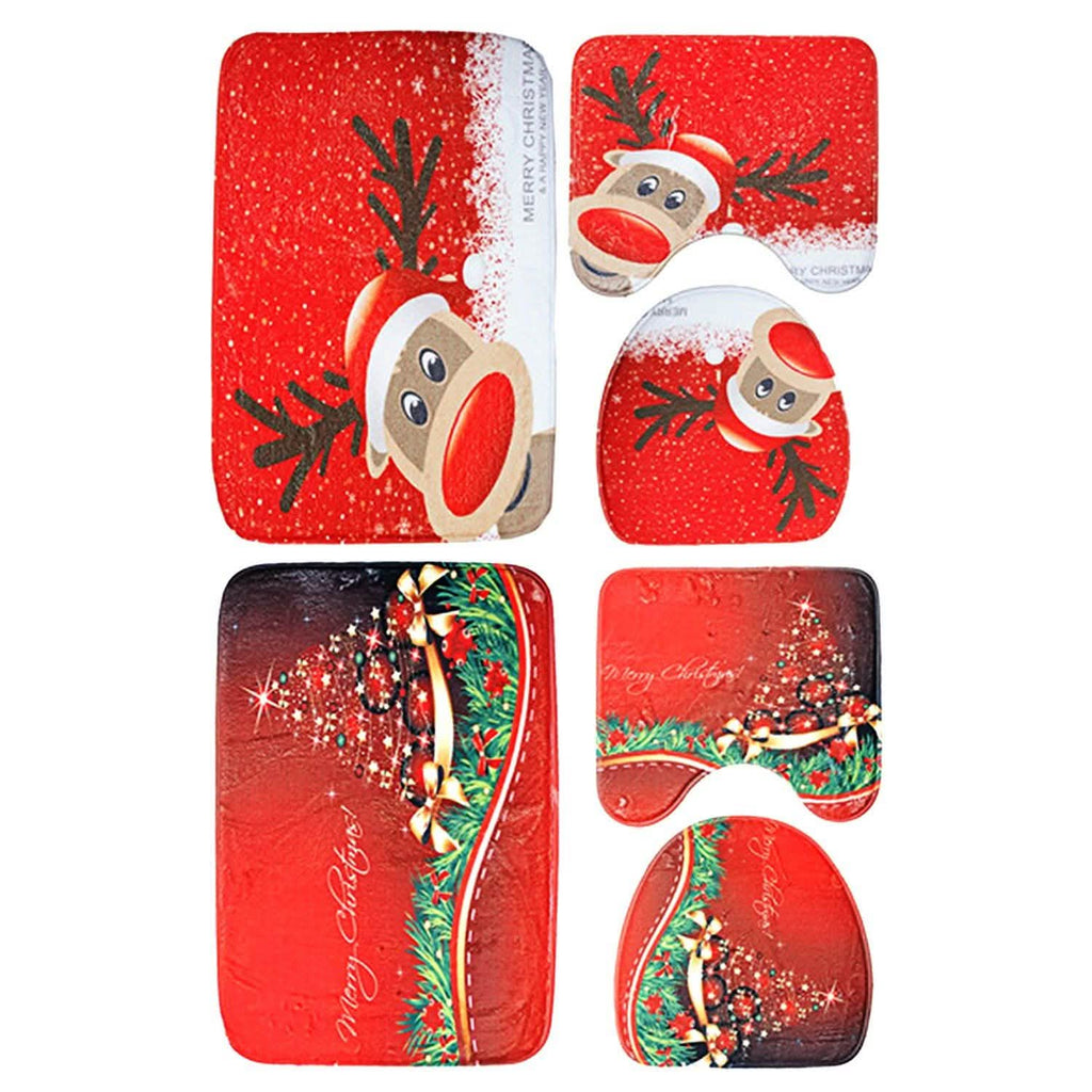 3パック：クリスマスバスルームラグセット