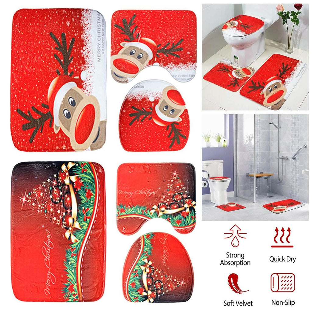 3パック：クリスマスバスルームラグセット
