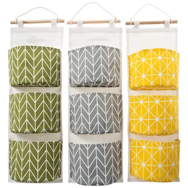 Lot de 3 sacs de rangement suspendus en coton