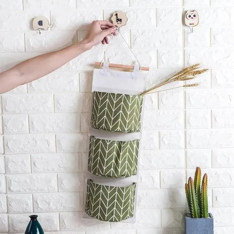 Lot de 3 sacs de rangement suspendus en coton