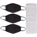 3-Pack: Cotton Reusable Face Masks with 10 Filters