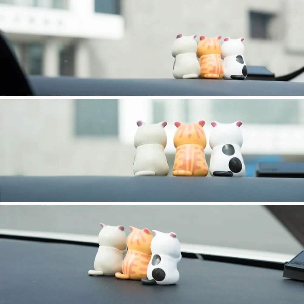 3-Pack: Cute Cat Figurines Miniature Cartoon Animal Decor