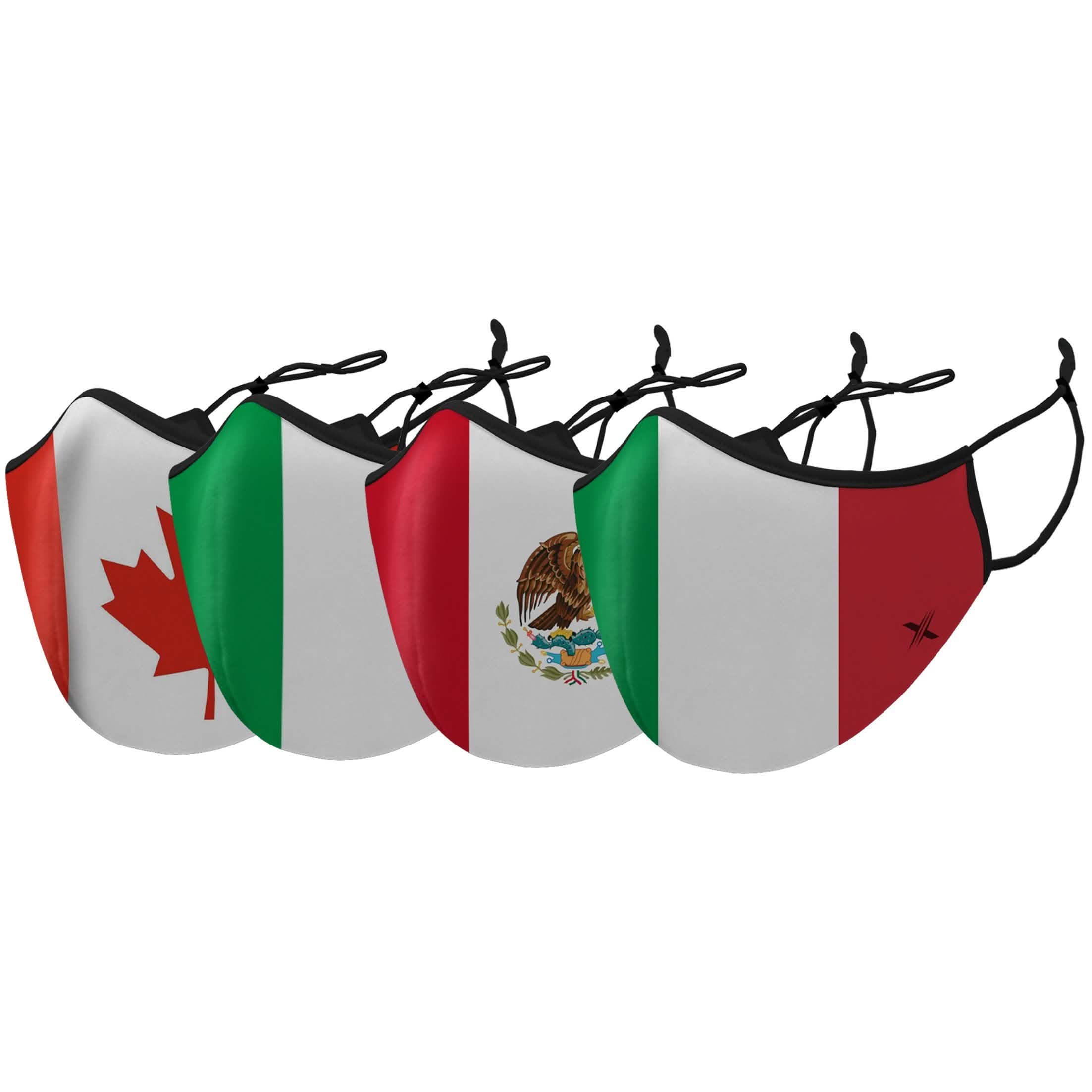 Lot de 3 masques drapeaux double épaisseur, lavables et réutilisables, avec boucles réglables