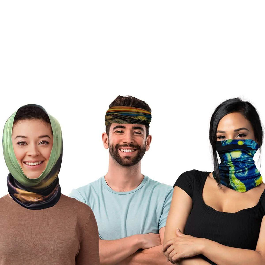 Lot de 3 : Cache-cou multifonctionnel foulard bandana motif Peinture Célèbre