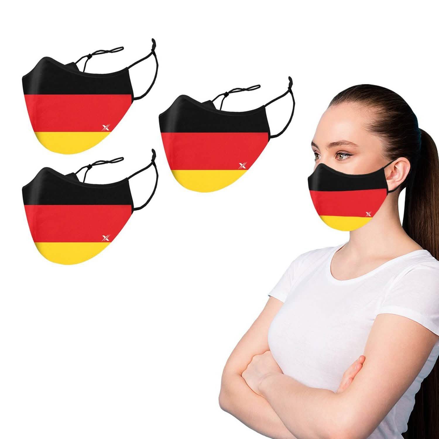 3-Pack: Germany Flag Double Layered Reusable Mask With Adjustable Loops