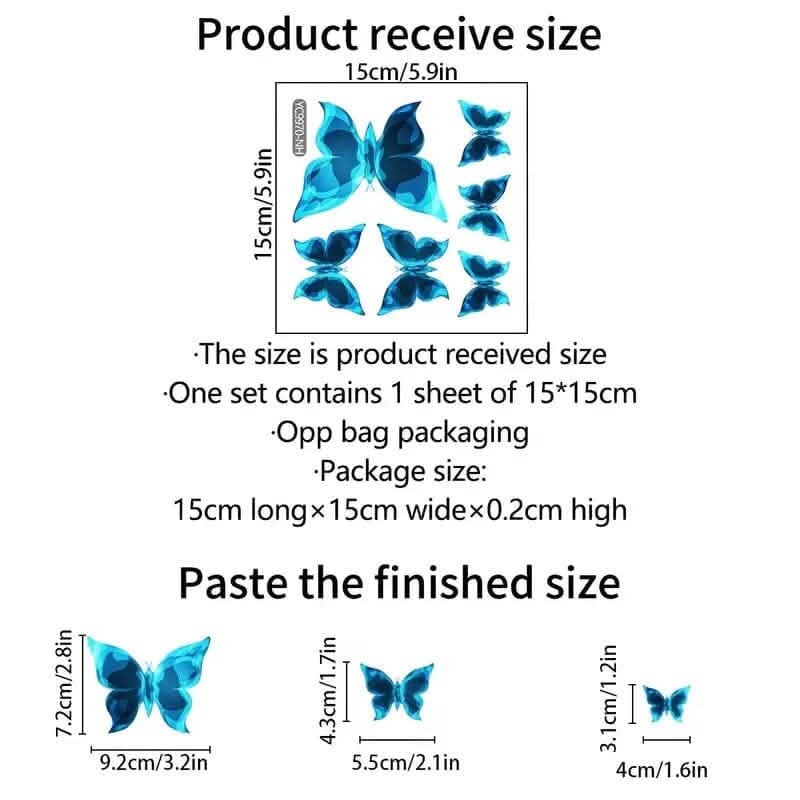 Lot de 3 autocollants muraux papillons phosphorescents
