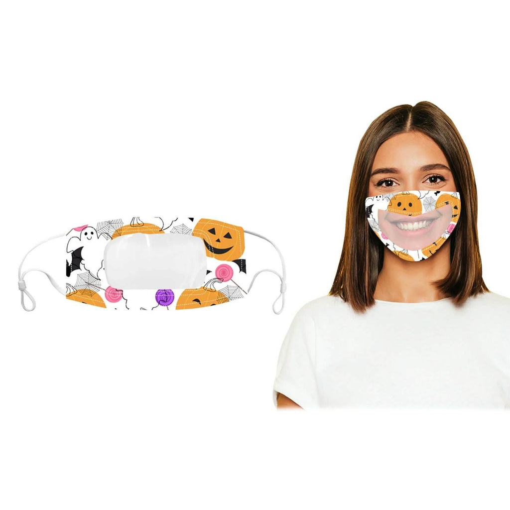 Lot de 3 : Masque buccal transparent avec sourire Communicator - Édition Halloween