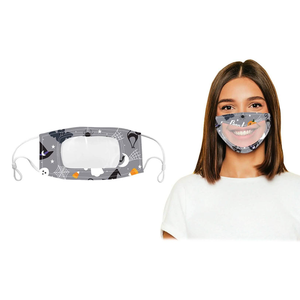 Lot de 3 : Masque buccal transparent avec sourire Communicator - Édition Halloween