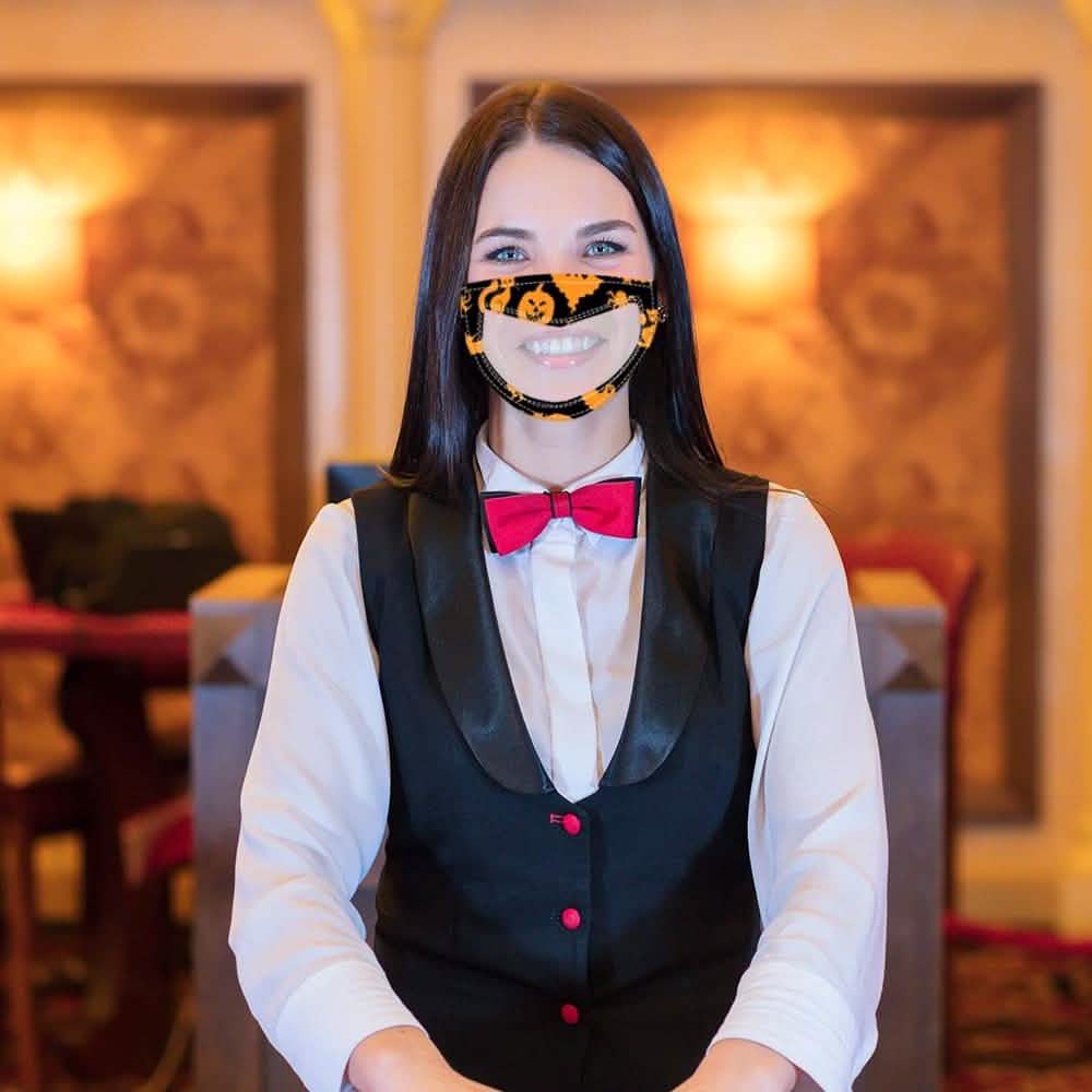 Lot de 3 : Masque buccal transparent avec sourire Communicator - Édition Halloween