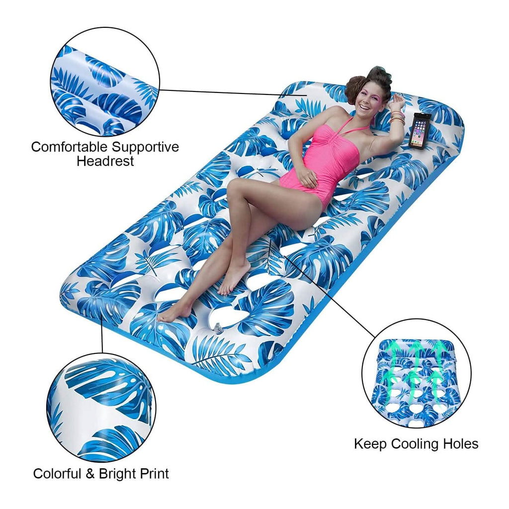 3-Pack: Inflatable Pool Float Raft Water Lounge 330lbs Load-Bearing Mattress with Headrest