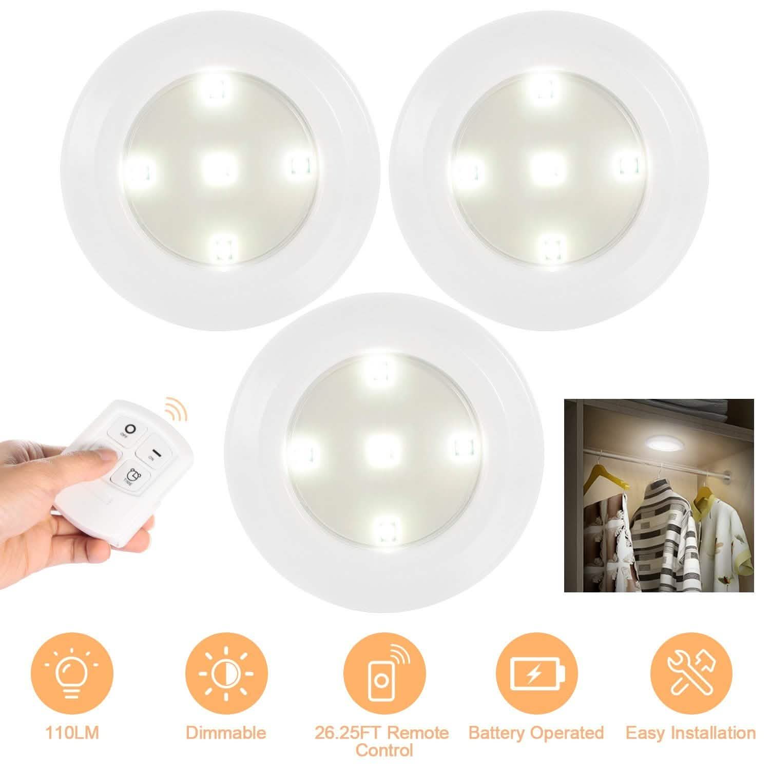 3個セット：LED ワイヤレス パック クローゼットライト