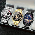 3-Pack: Luxury Men's Quartz Watch Set with Precision Time Scale