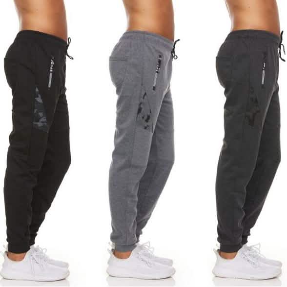 Lot de 3 pantalons de jogging pour homme avec poches zippées, anti-humidité