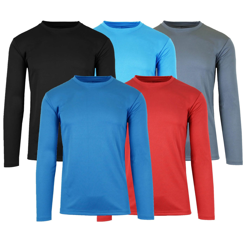 3-Pack: Men's Moisture Wicking Long Sleeve Performance Tagless Tee