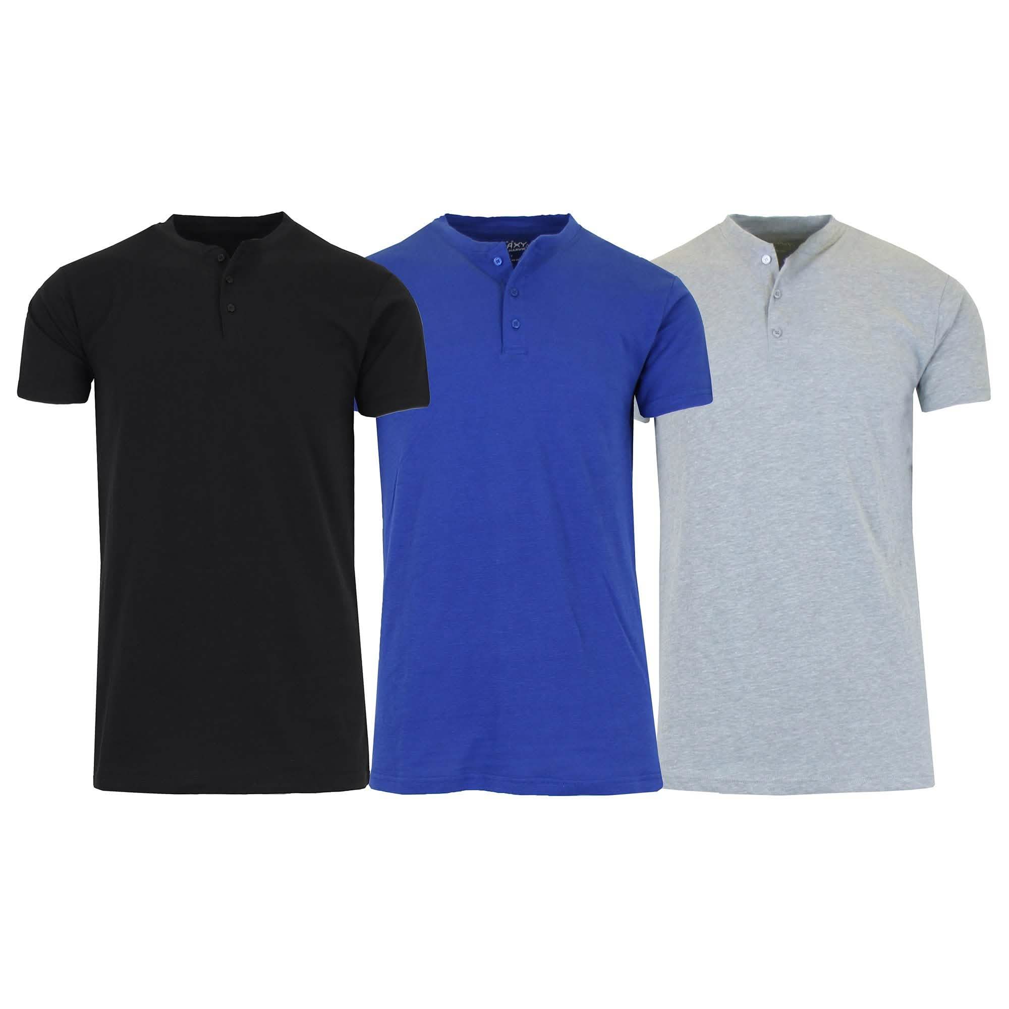 Lot de 3 t-shirts Henley moulants à manches courtes en tissu flammé pour homme