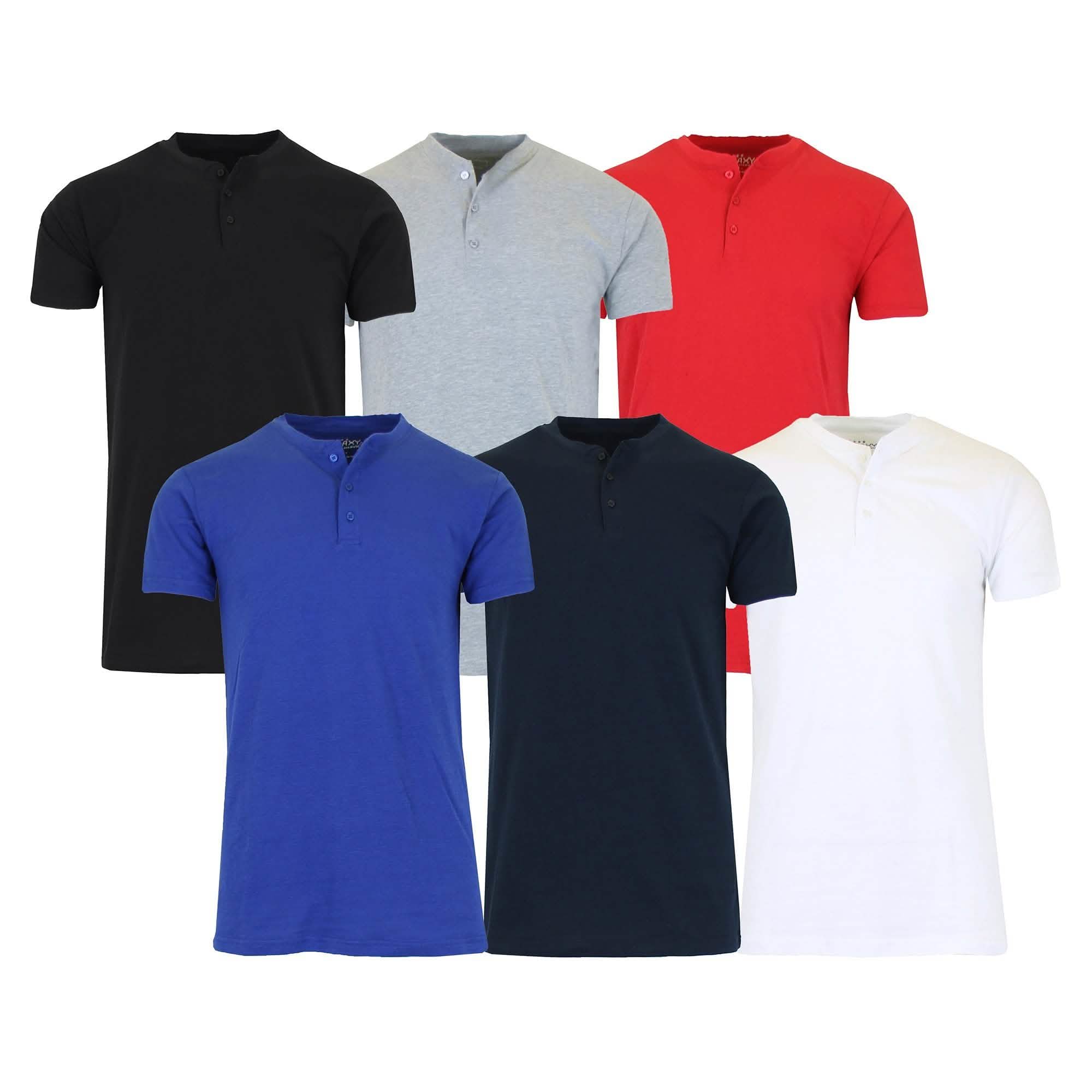 3枚セット メンズスリムフィット半袖ヘンリースラブTシャツ