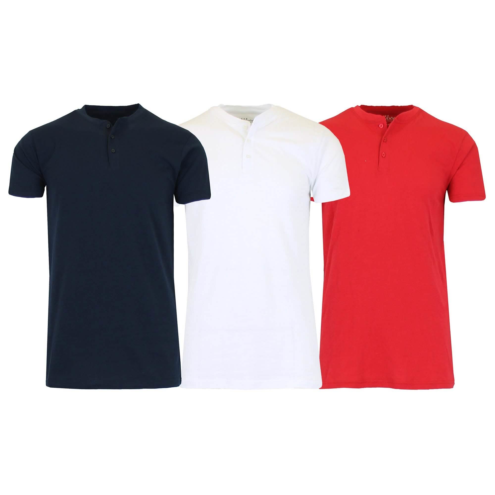 Lot de 3 t-shirts Henley moulants à manches courtes en tissu flammé pour homme