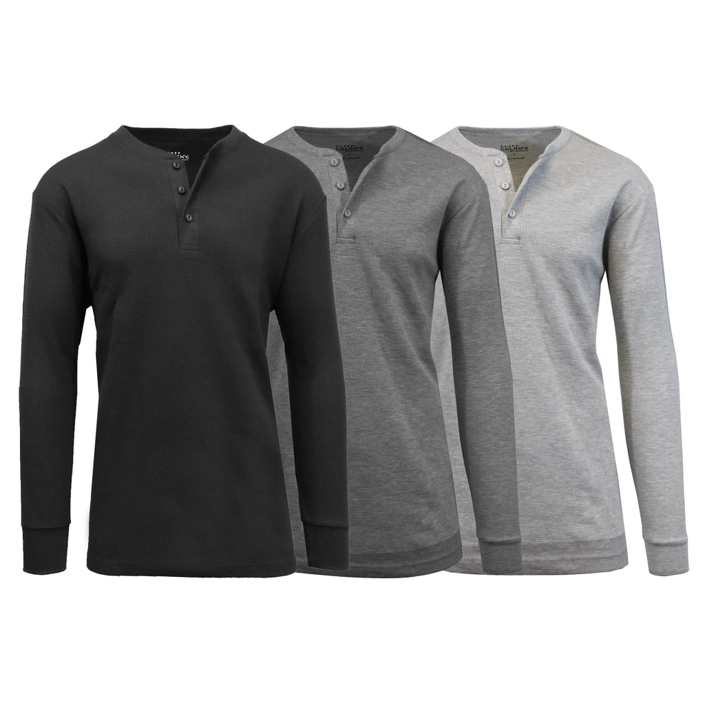 Lot de 3: T-shirts Henley thermiques gaufrés pour homme