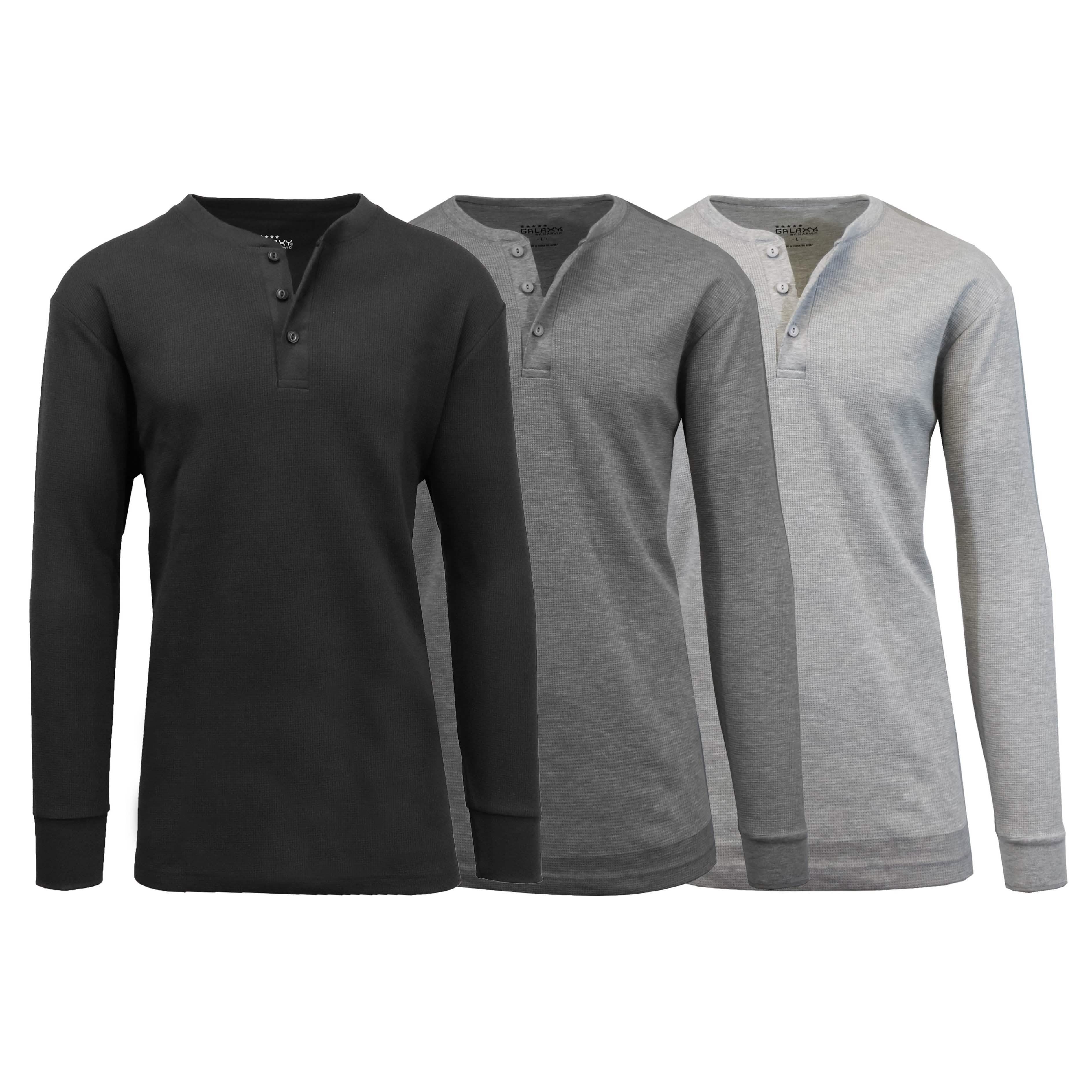 Lot de 3: T-shirts Henley thermiques gaufrés pour homme