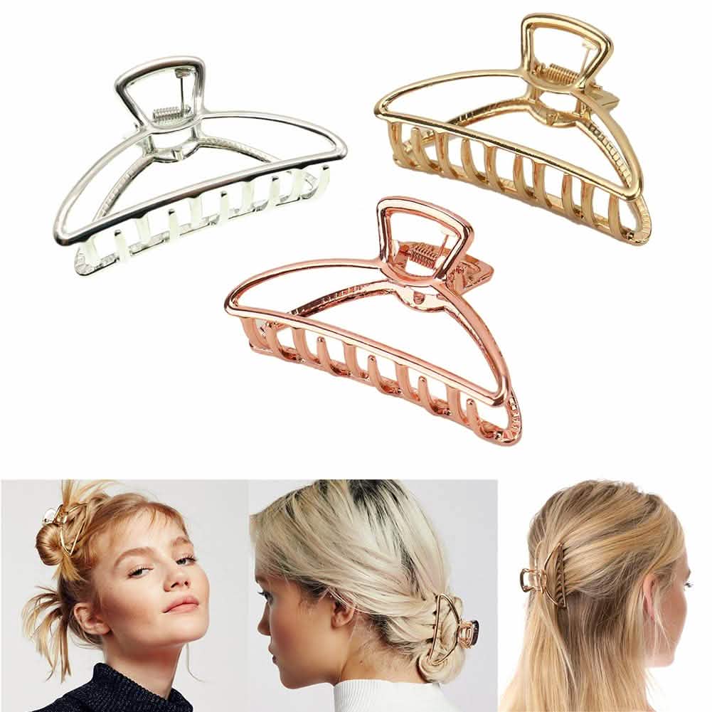 3個セット：メタルヘアクリップ