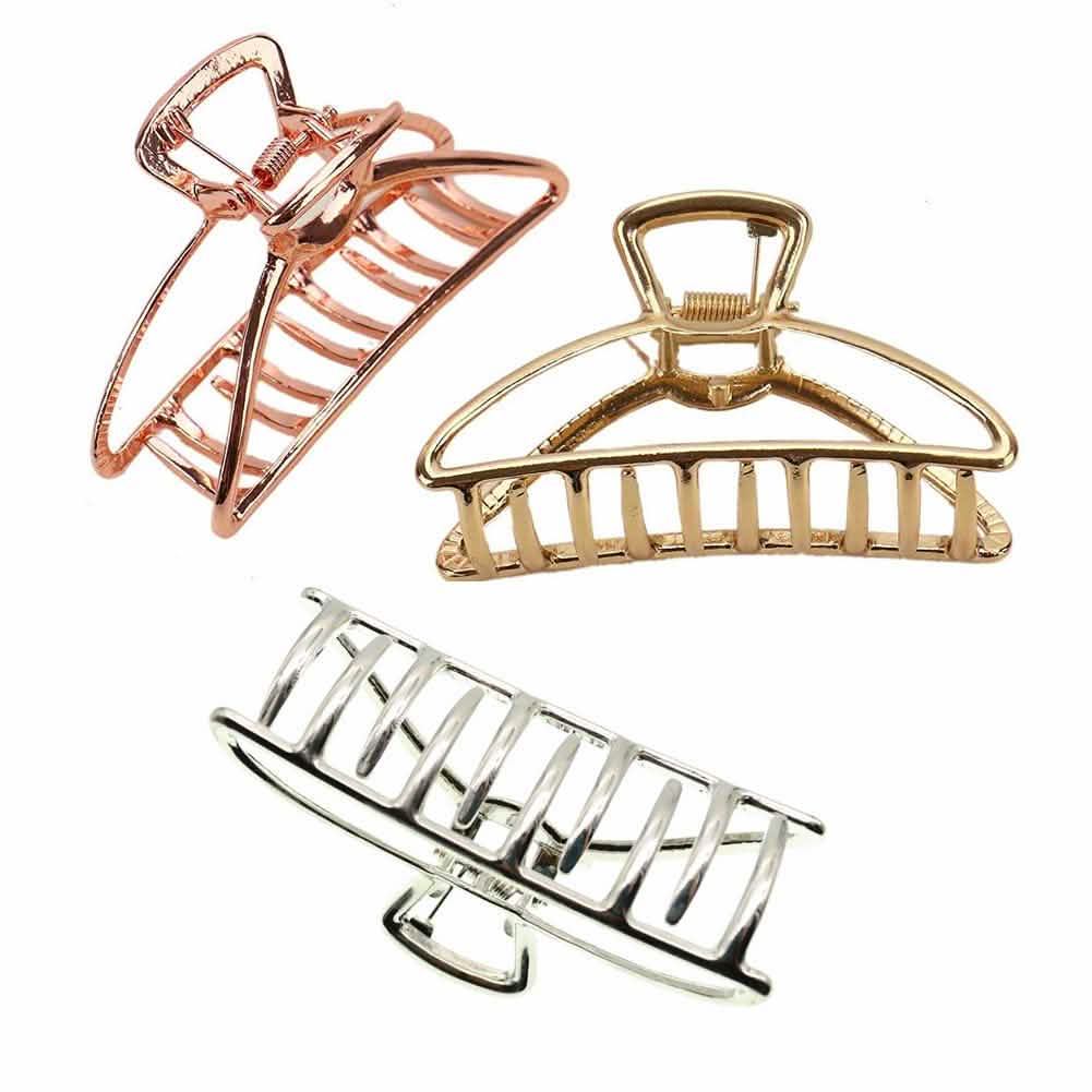 3個セット：メタルヘアクリップ