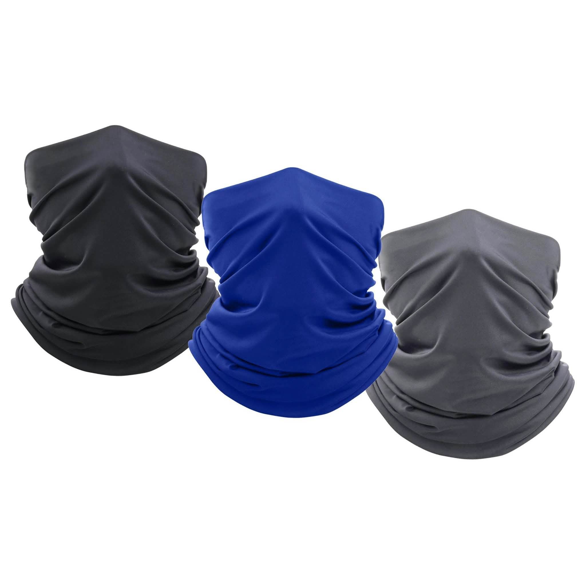 3-Pack: Moisture Wicking Breathable Stretch Gaiter Neck Face Mask