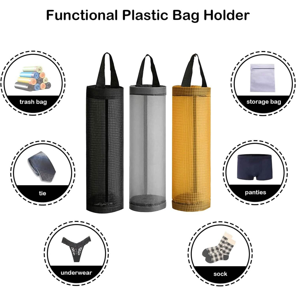 3-Pack: Plastic Mesh Grocery Bag Holder