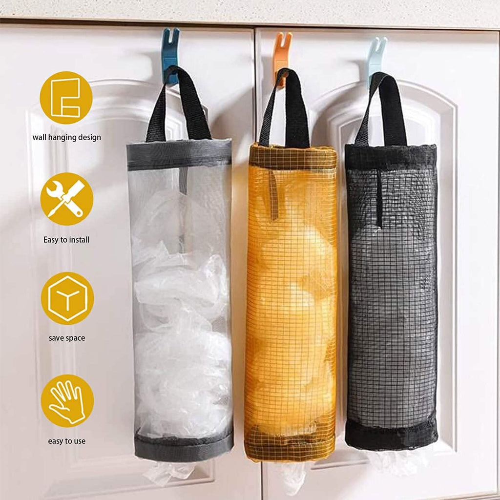 3-Pack: Plastic Mesh Grocery Bag Holder