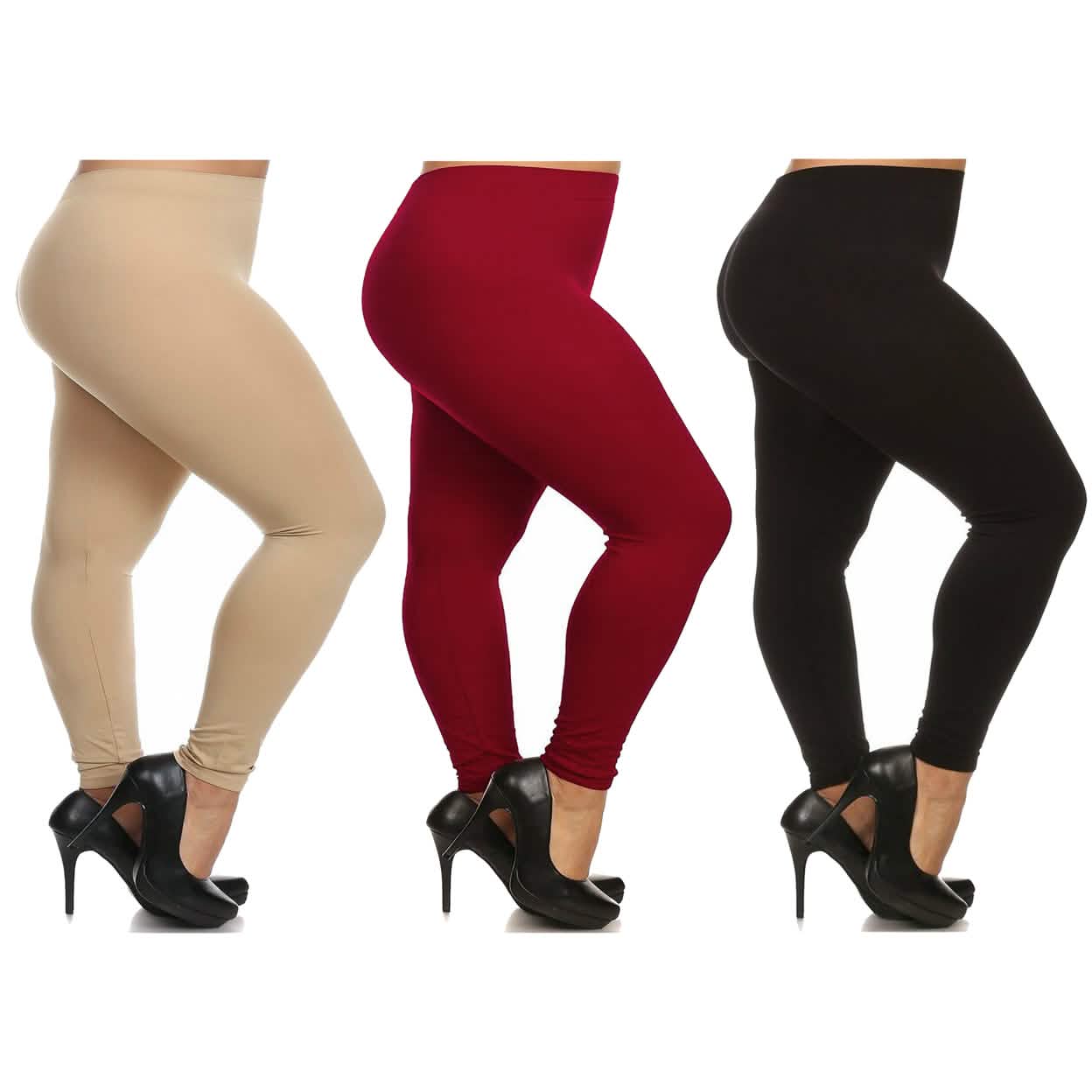 3-Pack: Plus Size Women's Casual Ultra-Soft Workout Yoga Leggings