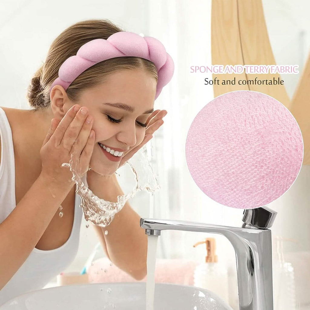 Lot de 3 : Bandeau éponge en tissu éponge pour le lavage du visage