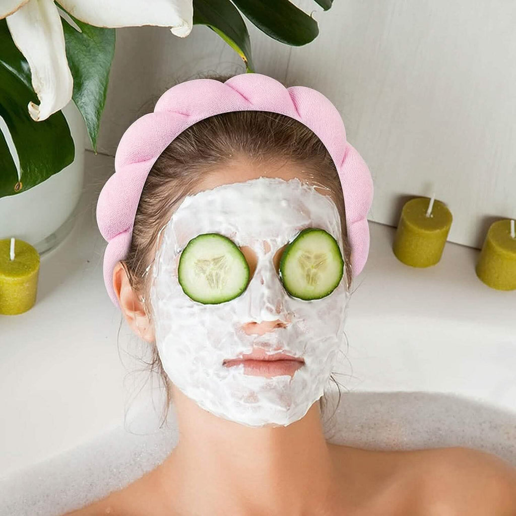 Lot de 3 : Bandeau éponge en tissu éponge pour le lavage du visage