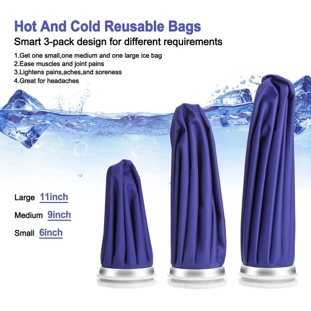 Lot de 3 : Sac de glace réutilisable Soulagement de la douleur Pack chaud Blessure sportive Premiers secours