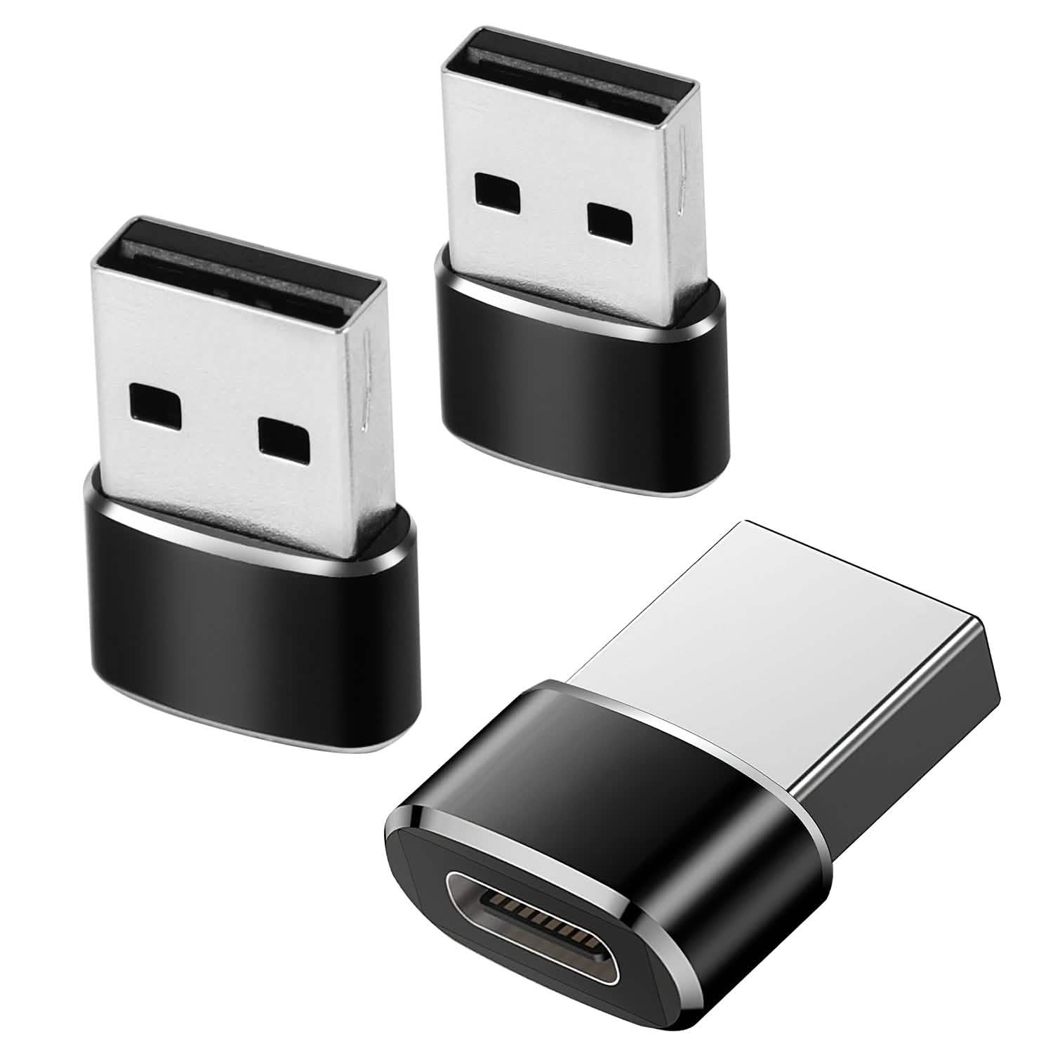 3-Pack: USB C Type-C Female to USB Type A Male Port Converter