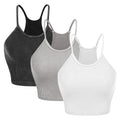 3-Pack: Women Crop Basic Tank Top Ribbed Knit Sleeveless