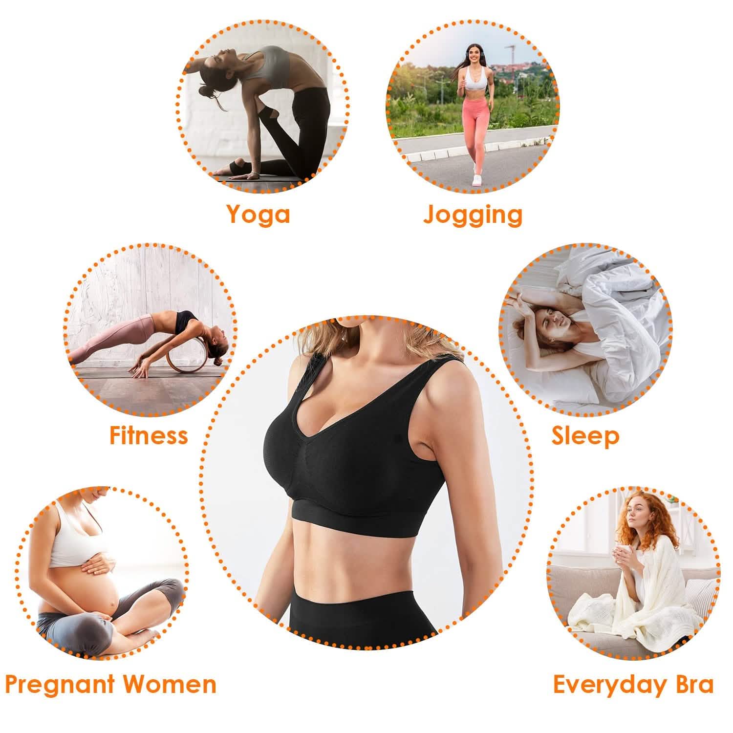 Lot de 3 soutiens-gorge sans armature et sans couture pour le sport et l'entraînement