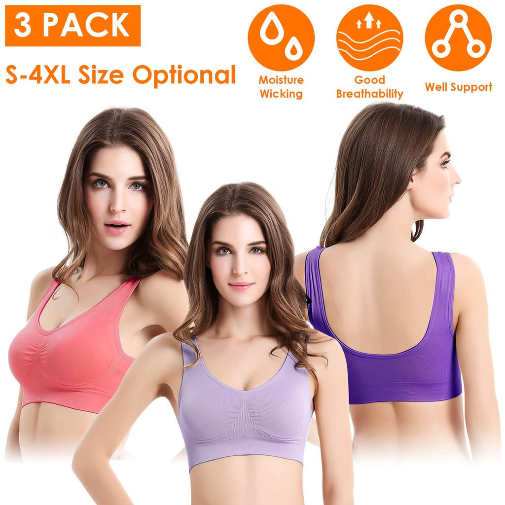Lot de 3 soutiens-gorge sans armature et sans couture pour le sport et l'entraînement