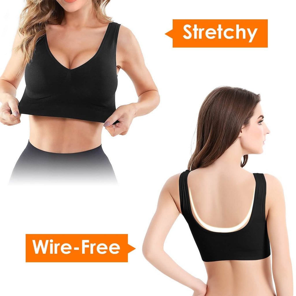 Lot de 3 soutiens-gorge sans armature et sans couture pour le sport et l'entraînement