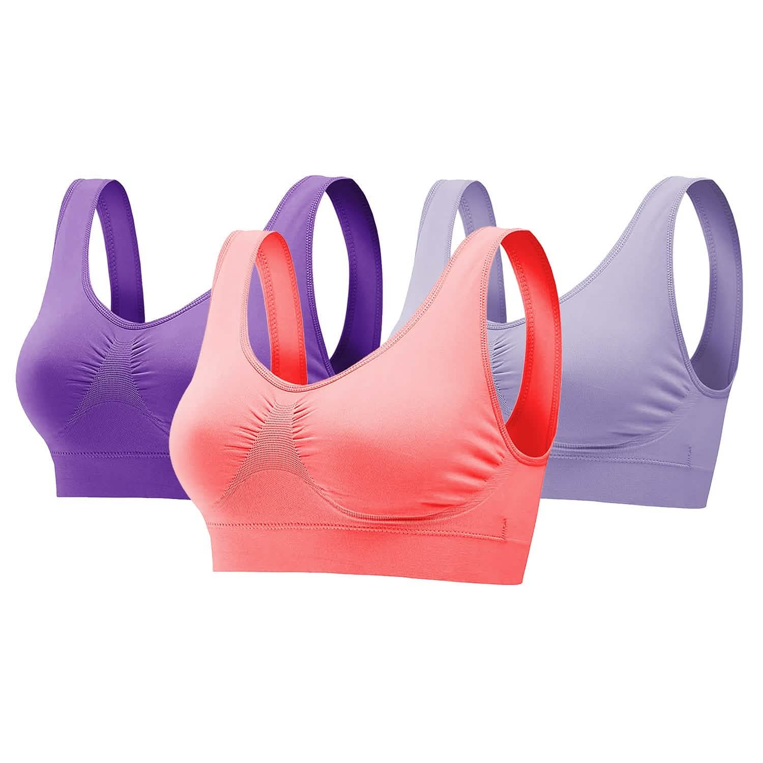 Lot de 3 soutiens-gorge sans armature et sans couture pour le sport et l'entraînement
