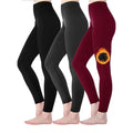 Lot de 3 : Leggings doublés en polaire pour femme, taille haute, doux, extensibles et chauds