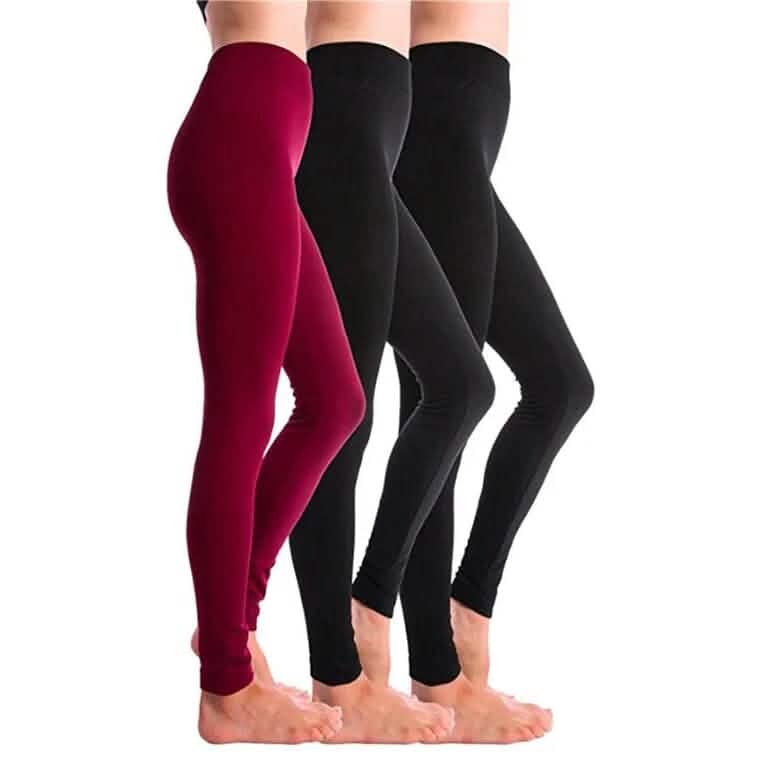 Lot de 3 : Leggings doublés en polaire pour femme, taille haute, doux, extensibles et chauds