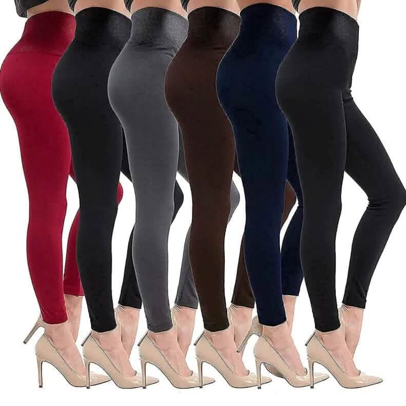 Lot de 3 : Leggings doublés en polaire pour femme, taille haute, doux, extensibles et chauds