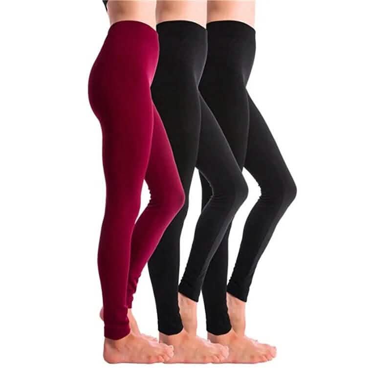 Lot de 3 : Leggings doublés en polaire pour femme, taille haute, doux, extensibles et chauds