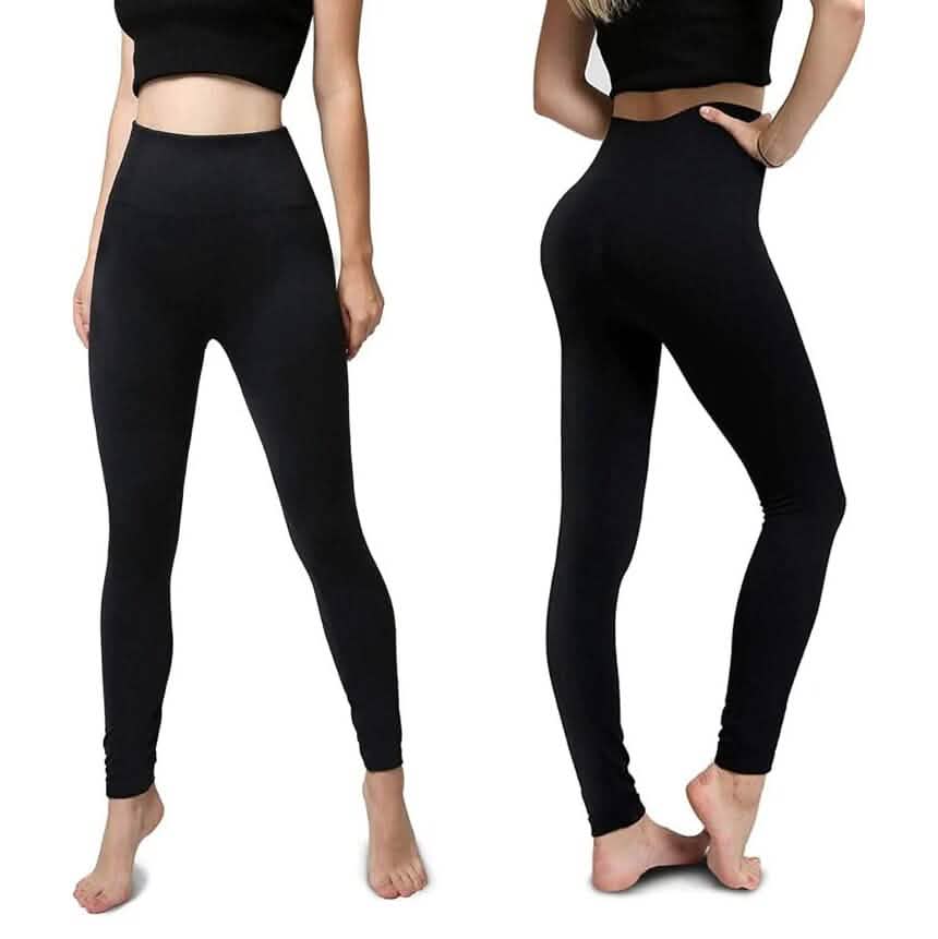 Lot de 3 : Leggings doublés en polaire pour femme, taille haute, doux, extensibles et chauds
