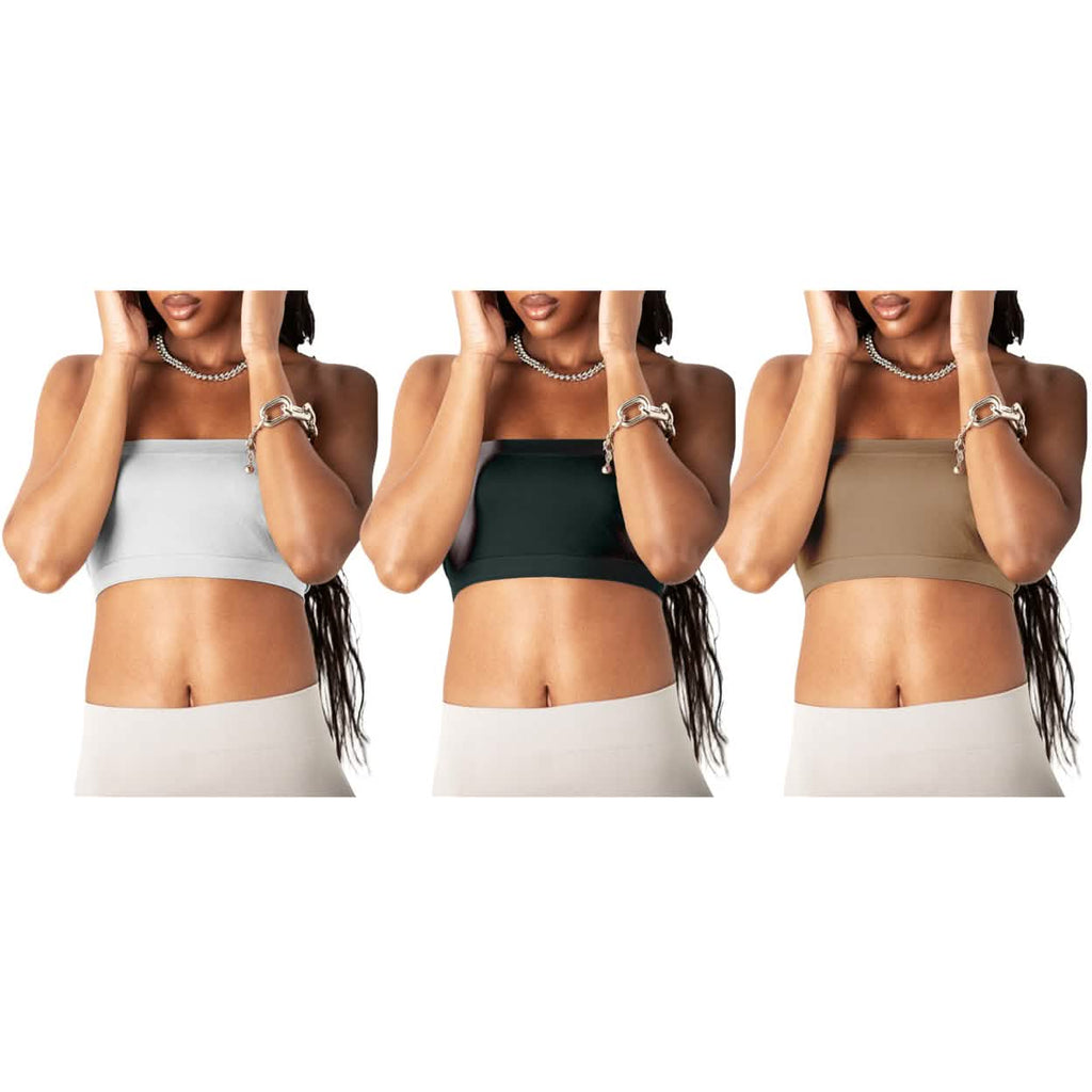 Lot de 3 : Soutien-gorge bandeau bustier sans couture pour femme