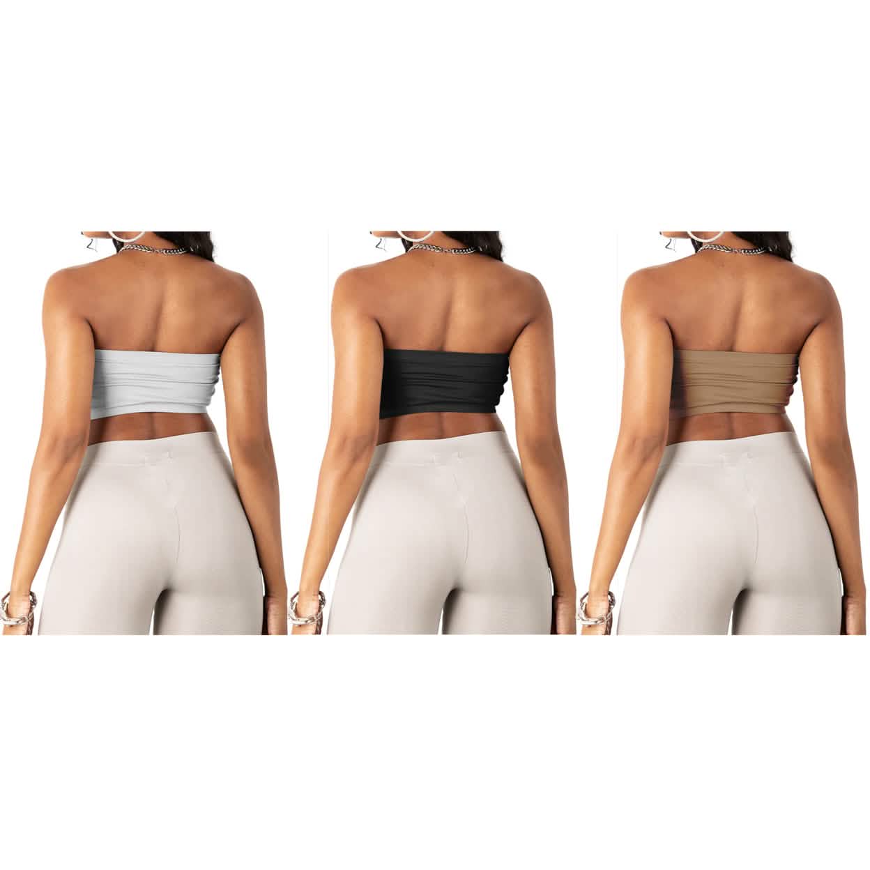 Lot de 3 : Soutien-gorge bandeau bustier sans couture pour femme